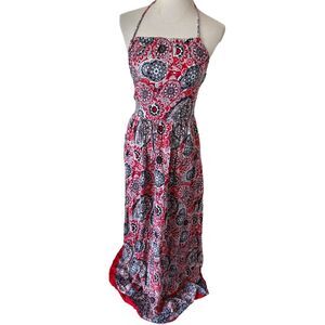 Alisha Chloe Womens Maxi Dress Size Medium Halter Shirred Backless Festival Boho